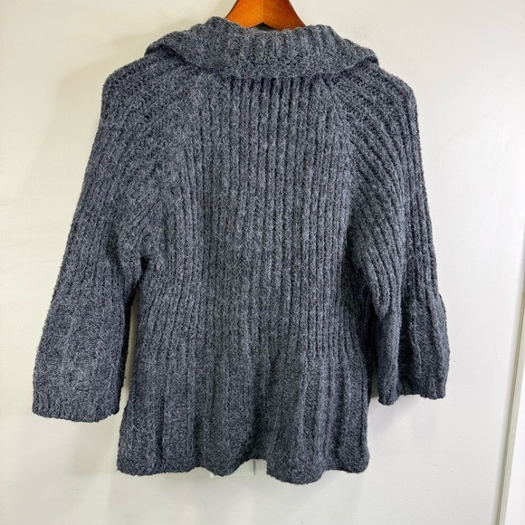One Girl Who Womens Grey Cardigan Sweater Medium 3/4 Sleeve Knit Size Large - Picture 9 of 15